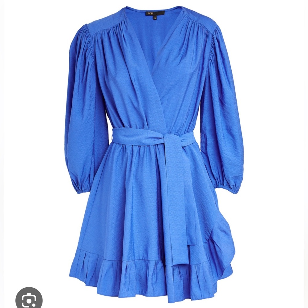 Maje Ruffled Wrap V-neck Minidress EU Size 42